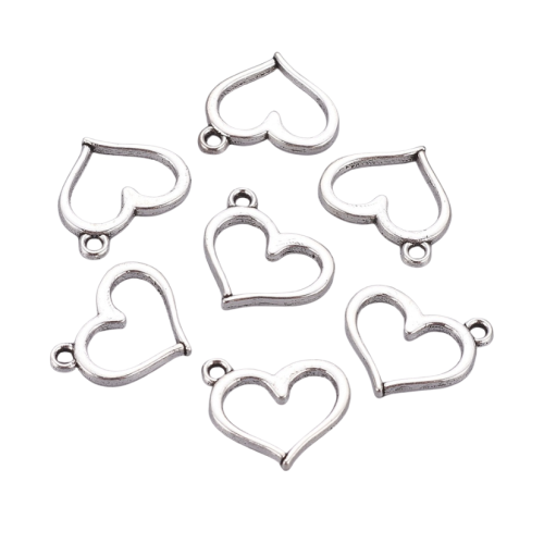 ZAW260 Zawieszki charm metalowe serce serduszko SERCA ramka 10szt