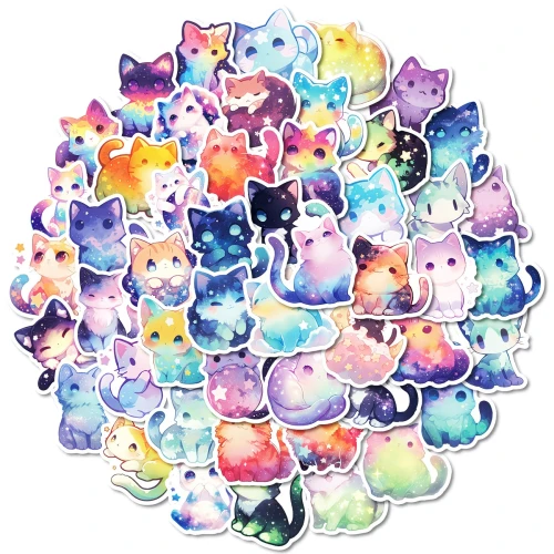 W247 Naklejki STICKER BOMB WLEPY wlepki cute kawaii koty kotki rainbow 50szt