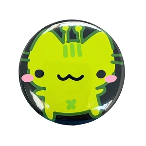 PRZ80 Przypinka button badzik kotek Basil BasiilLeaf cat zielony 58mm L