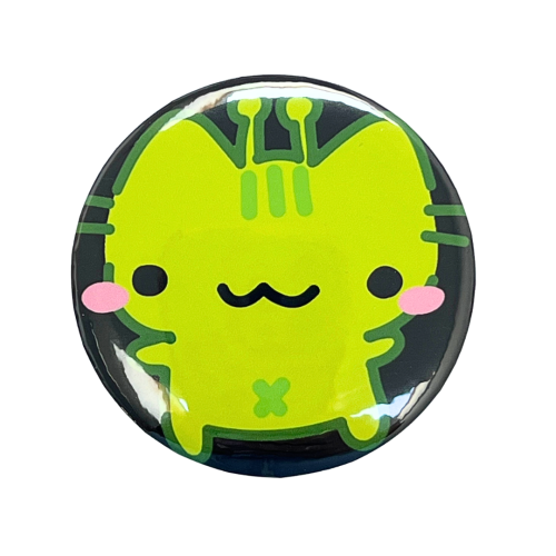 PRZ80 Przypinka button badzik kotek Basil BasiilLeaf cat 58mm L