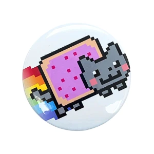 PRZ81 Przypinka button badzik kotek Nyan Cat tęczowy 58mm L