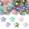 KOK187 Koraliki akryl gwiazdka gwiazdki gwiazdy crackle opalizują 10szt