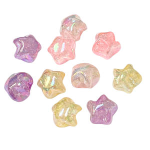 KOK187 Koraliki akryl gwiazdka gwiazdki gwiazdy crackle opalizują 10szt