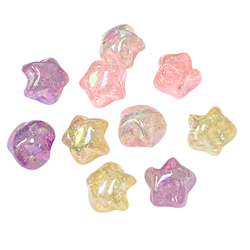 KOK187 Koraliki akryl gwiazdka gwiazdki gwiazdy crackle opalizują 10szt