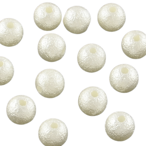 PER27 Koraliki akrylowe perłowe kulka gniecione crackle 6mm białe kremowe 30szt