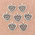ZAW264 Zawieszki metalowe serce serduszko gotyk stare srebro 5szt
