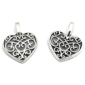ZAW264 Zawieszki metalowe serce serduszko gotyk stare srebro 5szt