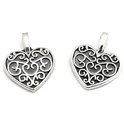 ZAW264 Zawieszki metalowe serce serduszko gotyk stare srebro 5szt