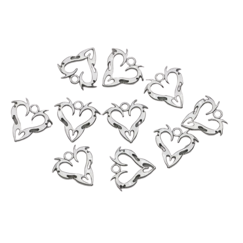 ZAW265 Zawieszki metalowe serce serduszko gotyk stare srebro 5szt