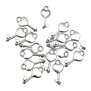 ZAW266 Zawieszki metalowe serce serduszko kluczyk klucz stare srebro  10szt