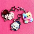 BHM16 Brelok breloczek akrylowy z brokatem Hand Made Kotek kot Rainbow cat 3d efekt