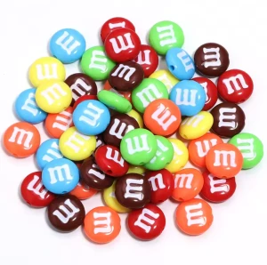 KOK188 Koraliki akrylowe ŻYWICA m&m cukierki m&m's 14mm kolorowe miks 5szt