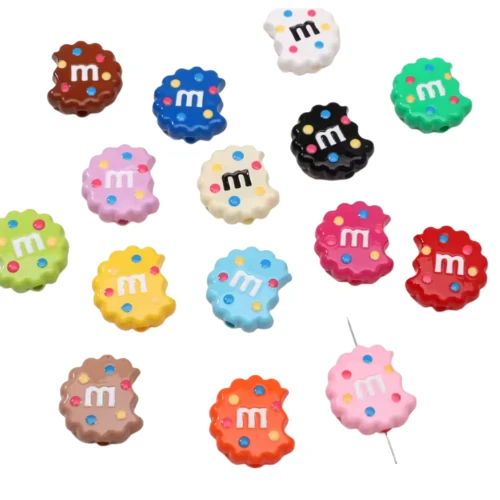 KOK189 Koraliki akrylowe ciastko m&amp;m cukierki m&amp;m's 22mm kolorowe miks 5szt