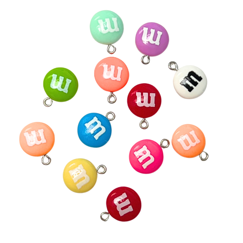 ZAW268 Zawieszki akrylowe m&amp;m M&amp;M's cukierki 5szt miks do bransoletek
