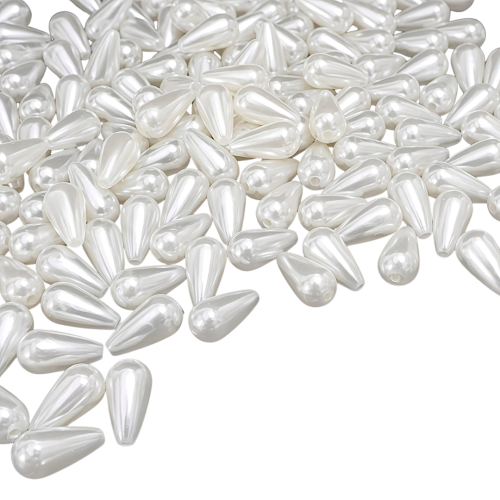 PER30 Koraliki akrylowe perłowe łezka kropelka łezki 14mm białe 30szt