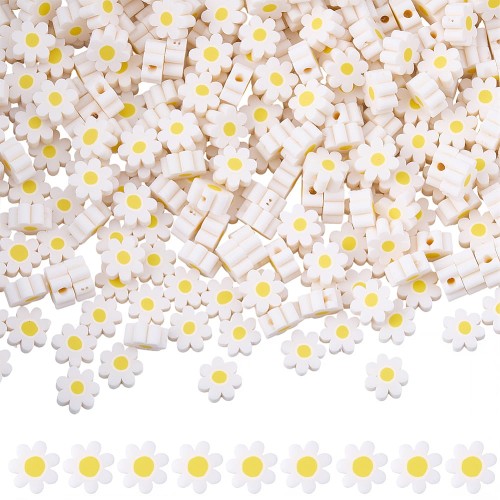 FIM5 Koraliki FIMO stokrotki daisy STOKROTKA kwiatki kwiatuszki 20szt