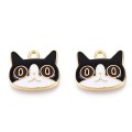 ZAW271 Zawieszki metalowe kot kotek czarny emalia do bransoletek 2szt