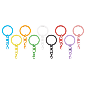 BRE74 Zestaw baza breloka breloczek kolor mix kółko obrotowe karabinek 9szt