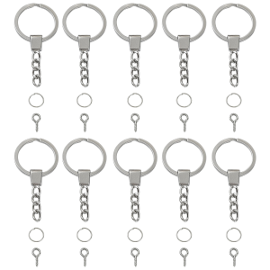 BRE75 Zestaw baza breloka breloczek kółko łańcuszek haczyki ogniwa 10kpl 