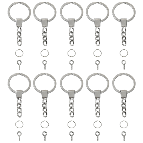 BRE75 Zestaw baza breloka breloczek kółko łańcuszek haczyk 10kpl 50elem