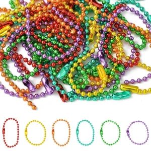 BOX2 Zestaw łańcuszek kulkowy galwanizowany 2.5mm 10cm 30szt mix w pudełku