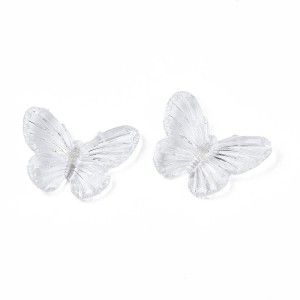 KOK192 Koraliki zawieszka MOTYL duże MOTYLKI clear przezroczyste 41mm 5szt