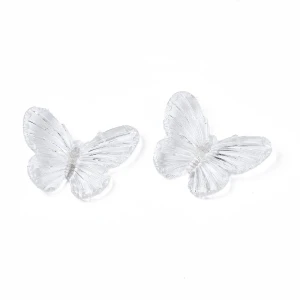 KOK192 Koraliki zawieszka MOTYL duże MOTYLKI clear przezroczyste 41mm 5szt