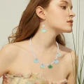 KSZ77 Koraliki szklane lampwork liść miłorząb gingko biloba miks kolor 10szt