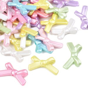 PER32 Koraliki akrylowe perłowe KOKARDKA kokardki duże 34mm mix 6szt