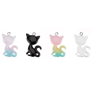 ZAW273 Zawieszki z żywicy 30mm kot kotek KITTY kotki 4szt miks kolorów