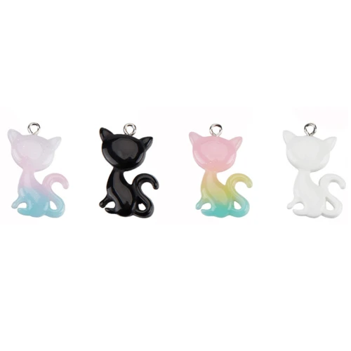 ZAW273 Zawieszki z żywicy 30mm kot kotek KITTY kotki 4szt miks kolorów