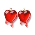ZAW274 Zawieszki z żywicy 30mm serce serduszko krwawiące krople 2szt czerwone