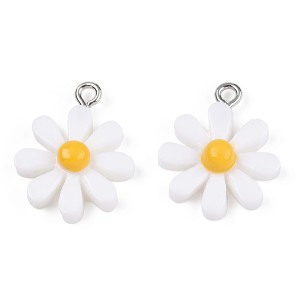 ZAW275 Zawieszki z żywicy 21mm stokrotka stokrotki daisy kwiatki 5szt białe