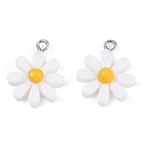 ZAW275 Zawieszki z żywicy 21mm stokrotka stokrotki daisy kwiatki 5szt białe