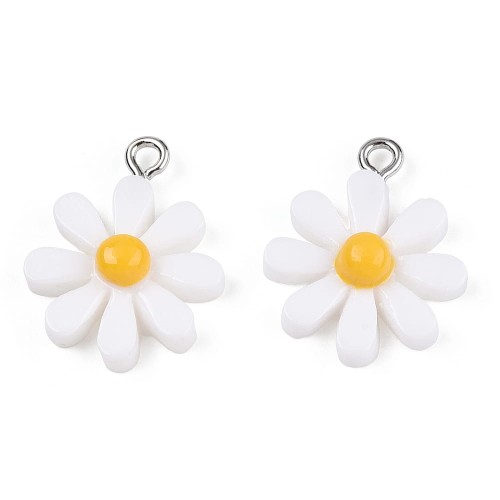 ZAW275 Zawieszki z żywicy 21mm stokrotka stokrotki daisy kwiatki 5szt białe