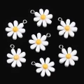 ZAW275 Zawieszki z żywicy 21mm stokrotka stokrotki daisy kwiatki 5szt białe