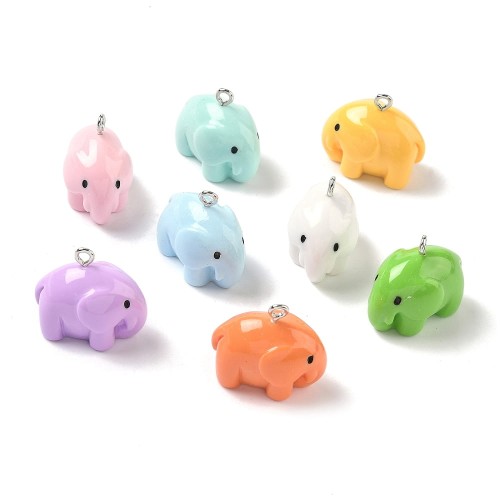 ZAW277 Zawieszki z żywicy 22mm słoń SŁONIK słonie na szczęście 5szt mix