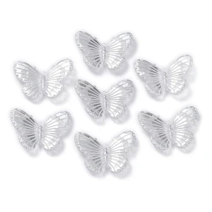 KOK196 Koraliki zawieszka MOTYL MOTYLKI metaliczne srebrzone srebrne 30mm 10szt