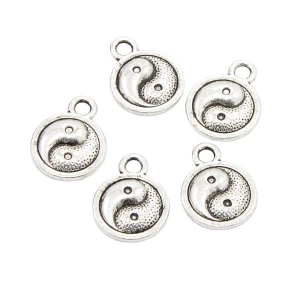 ZAW281 Zawieszka metalowa jing & jang yin yang boho vintage 5szt