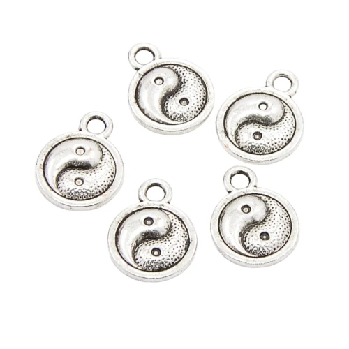 ZAW281 Zawieszka metalowa jing &amp; jang yin yang boho vintage 5szt
