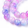 CRA6 Koraliki crackle pękane marmurek kule 8mm kulki szklane róż fiolet 20szt