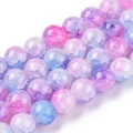 CRA6 Koraliki crackle pękane marmurek kule 8mm kulki szklane róż fiolet 20szt