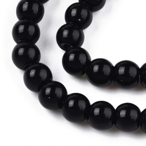 OPQ01 Koraliki szklane barwne 8mm 20szt pełny kolor czarne black