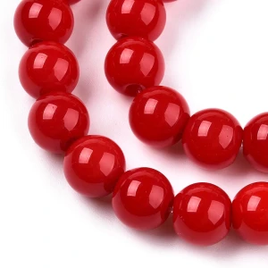 OPQ04 Koraliki szklane barwne 8mm 20szt pełny kolor czerwone korale