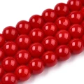 OPQ04 Koraliki szklane barwne 8mm 20szt pełny kolor czerwone koral
