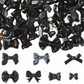 KOK197 Koraliki akrylowe KOKARDKA kokardki MIX wzorów zestaw 7szt czarne