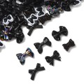 KOK197 Koraliki akrylowe KOKARDKA kokardki MIX wzorów zestaw 7szt czarne