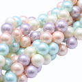 PKK11 Koraliki kulki kule 8mm PEREŁKI perły naturalna muszla MIX pastelowe 10szt