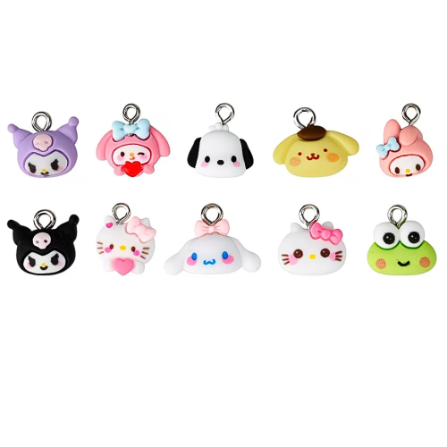 ZAW282 Zawieszki z żywicy MINI Kitty Melody Kuromi Cinnamorol mix 10szt