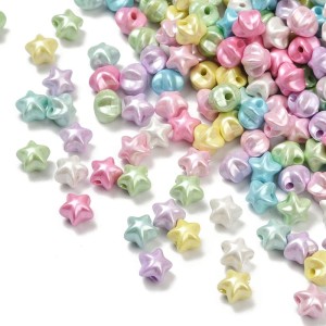 PER34 Koraliki akrylowe perłowe GWIAZDKA gwiazdki wypukłe mix 20szt